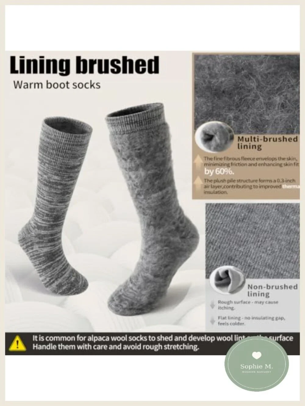 Alpaca Wool Boot Socks Thermal Heavyweight Mid-Calf Winter Hiking